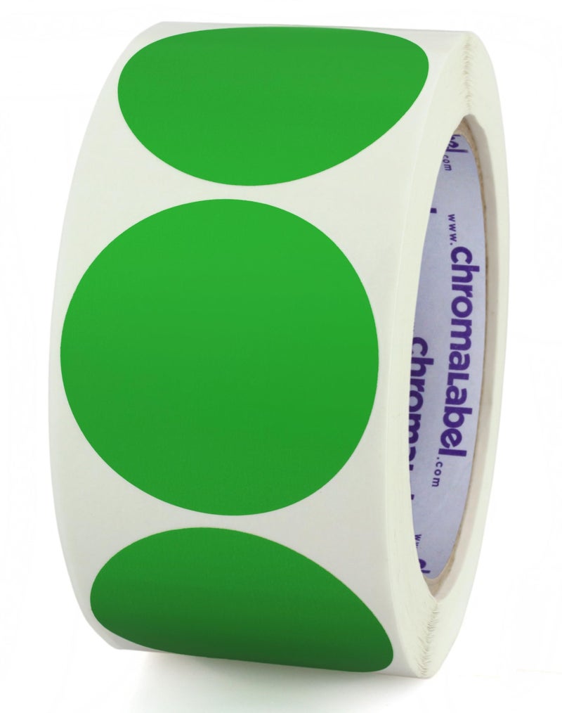 ChromaLabel 2 Inch Round Label Removable Color Code Dot Stickers, Inventory Label, 500 Labels per Roll, Green - Image 1
